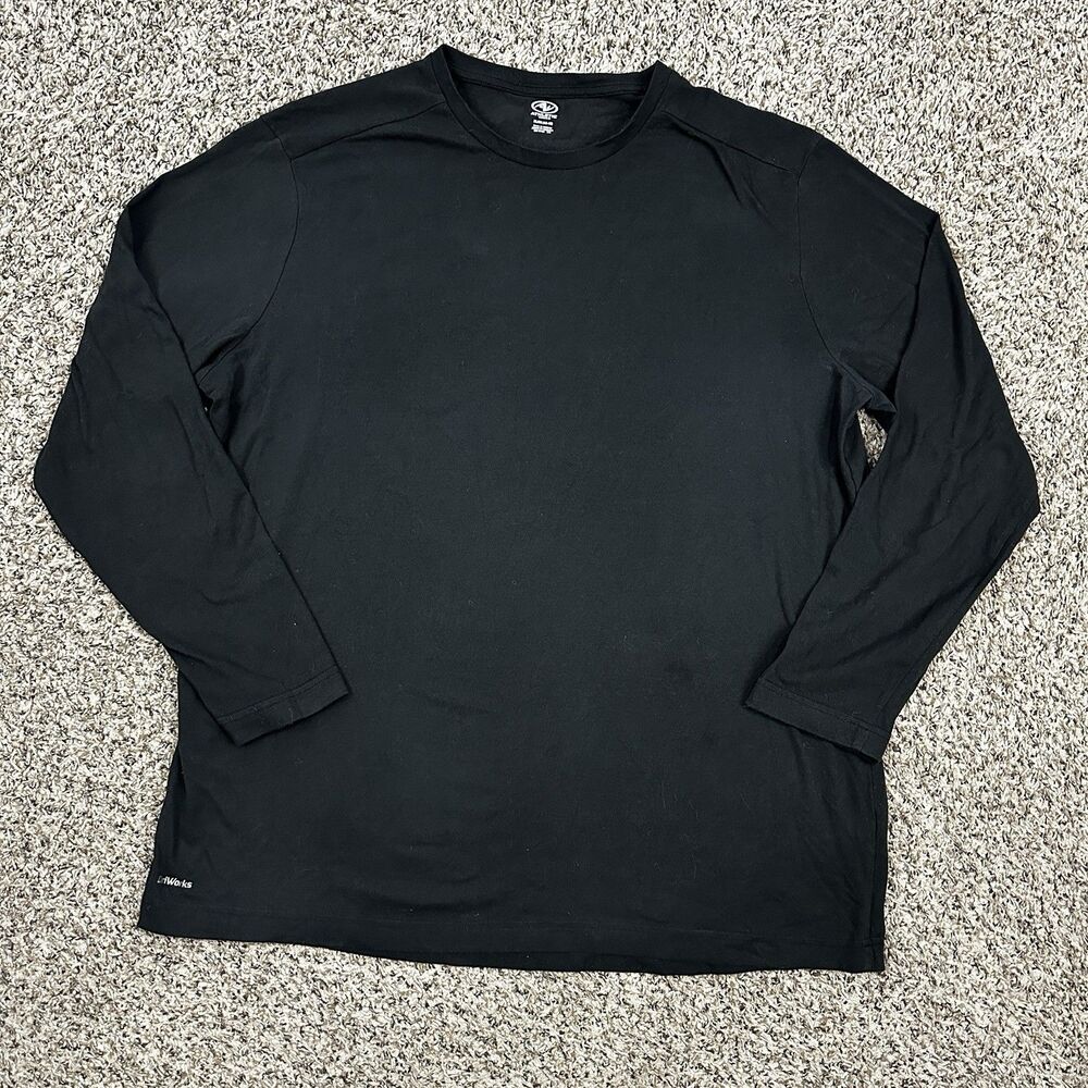 Athletic Works Mens Black Long Sleeve Shirt Size XL (46-48) Dri-Works Technology